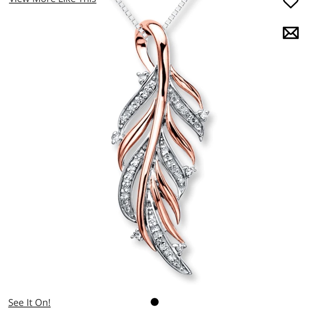 Kay diamond feather necklace rose gold